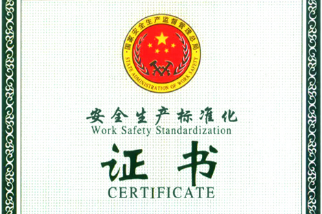 集團(tuán)取得安全生產(chǎn)標(biāo)準(zhǔn)化三級(jí)企業(yè)證書(shū)